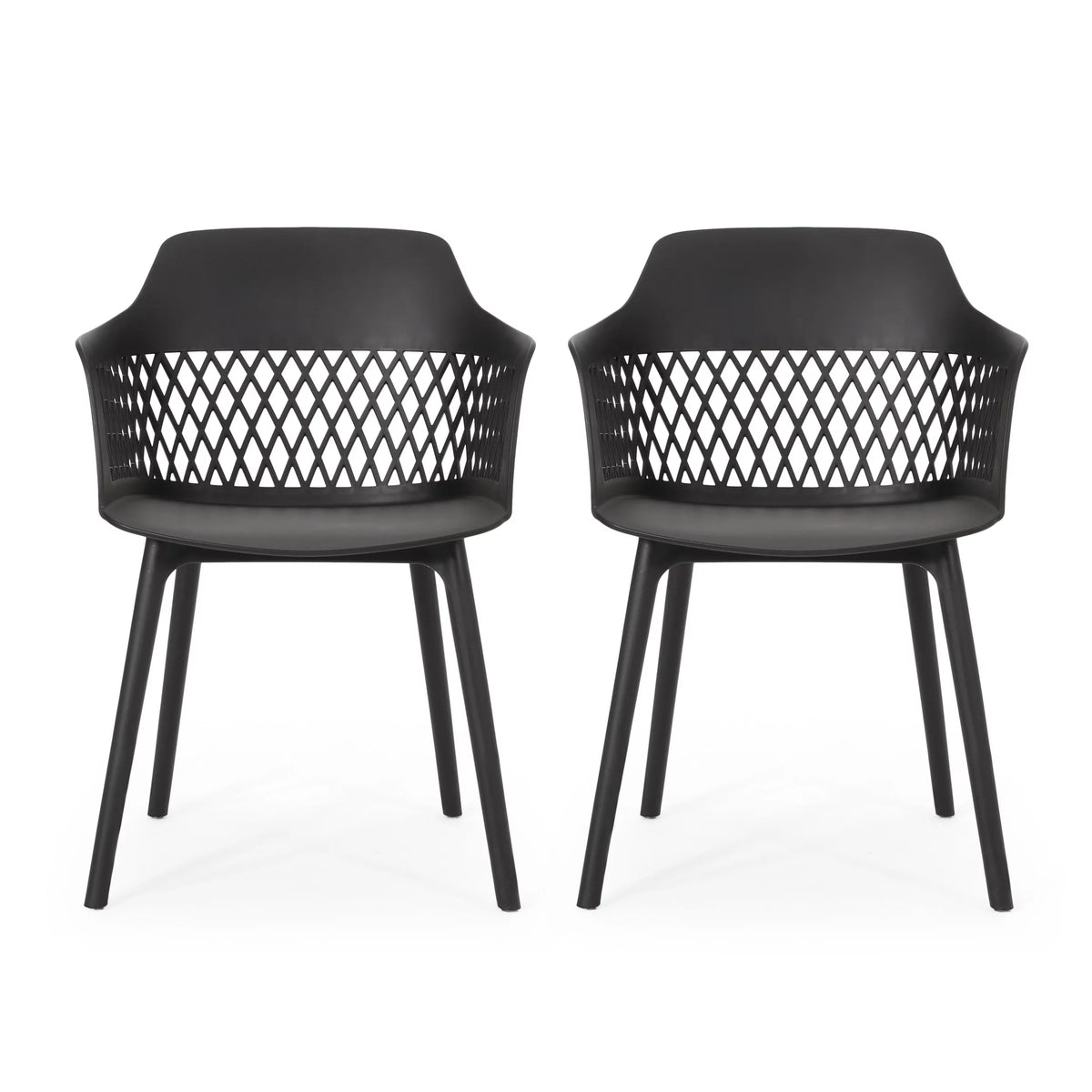 Black Plastic Patio Dining Arm Chair Set of 2 P66184