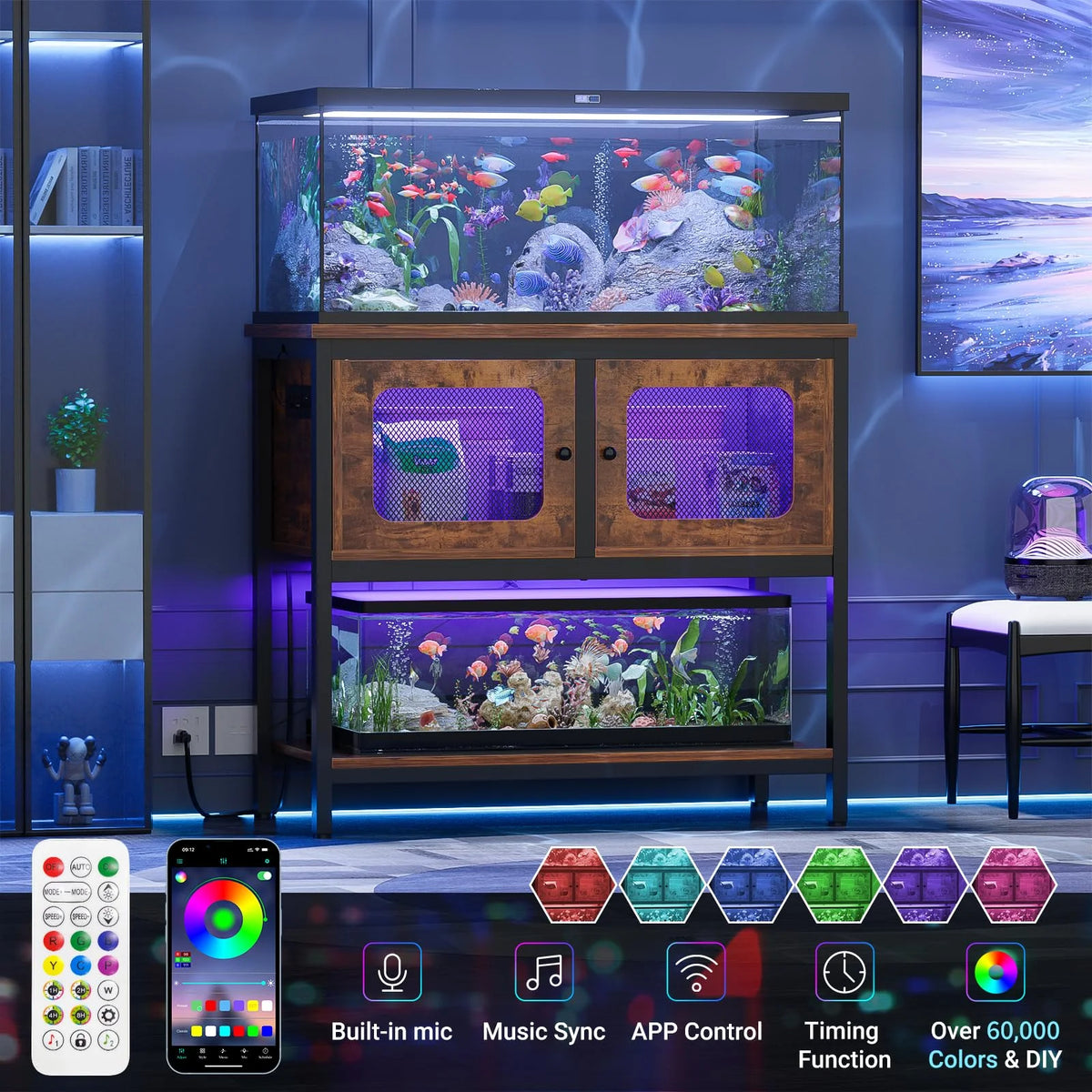 40-50 Gallon Metal Aquarium Stand with Cabinet S7731