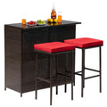 3PCS Wicker Patio Bar Set with Table and Chairs N6521