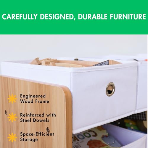Natural White Toy Storage Organizer with 9 Removable Fabric Bins I346739