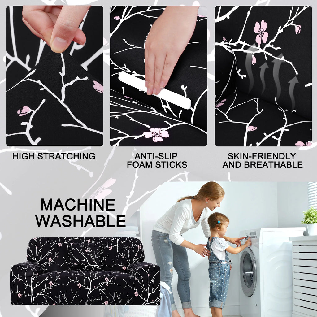 Black White Branches Sofa Slipcover P9302