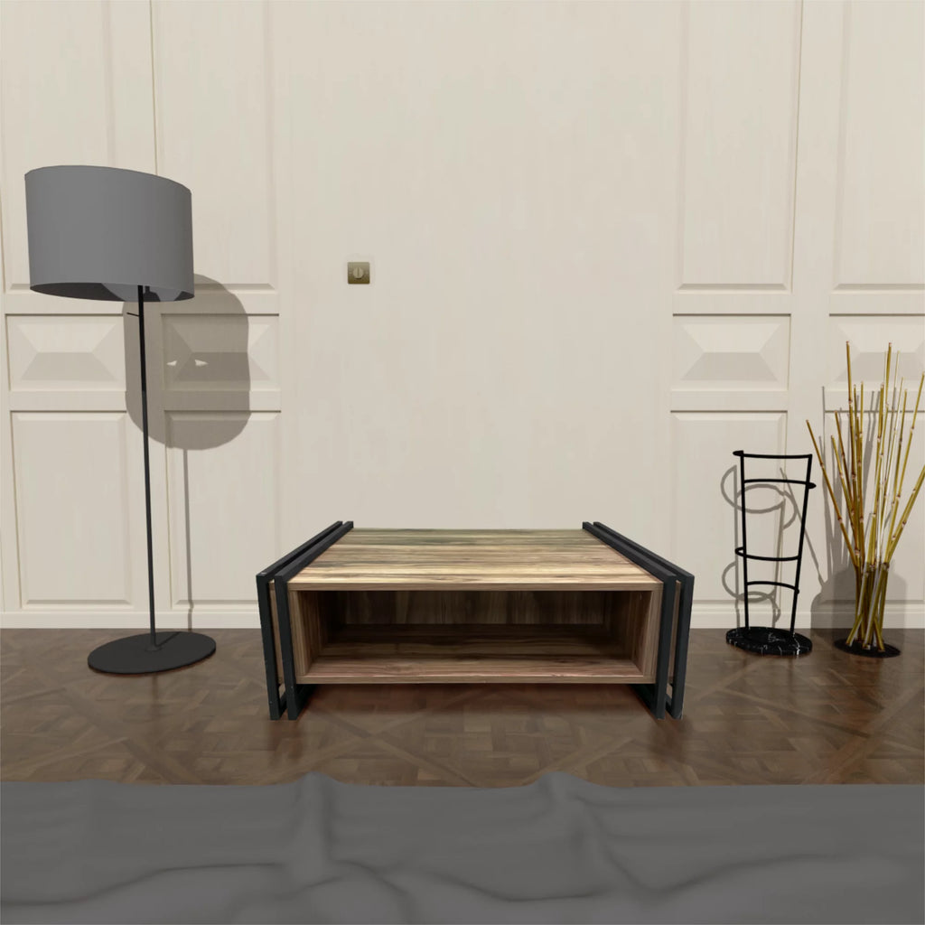 Mid-Century Modern Wood Coffee Table with Storage X1018