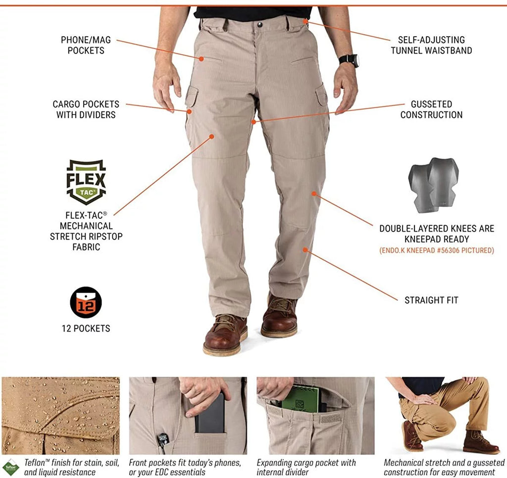 Men's Stretchable Flex-Tac Fabric Pants, Dark Navy, 34W x 32L T81437