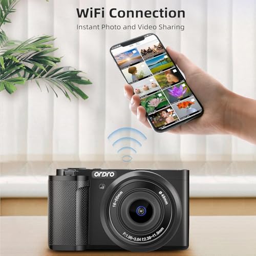 Mirrorless Camera with 16-80 mm 5X Optical Zoom Lens, 3.2 Inch Flip Screen, 4K 30fps Video Camera X1055