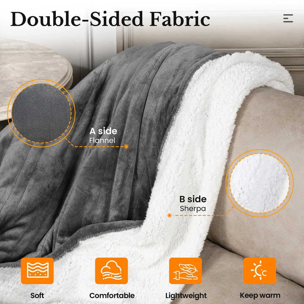 Queen Size Electric Heated Blanket Grey W57083