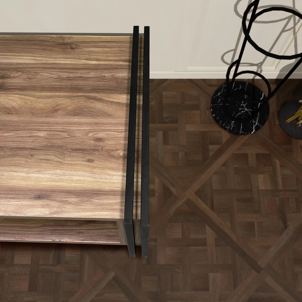 Mid-Century Modern Wood Coffee Table with Storage X1018