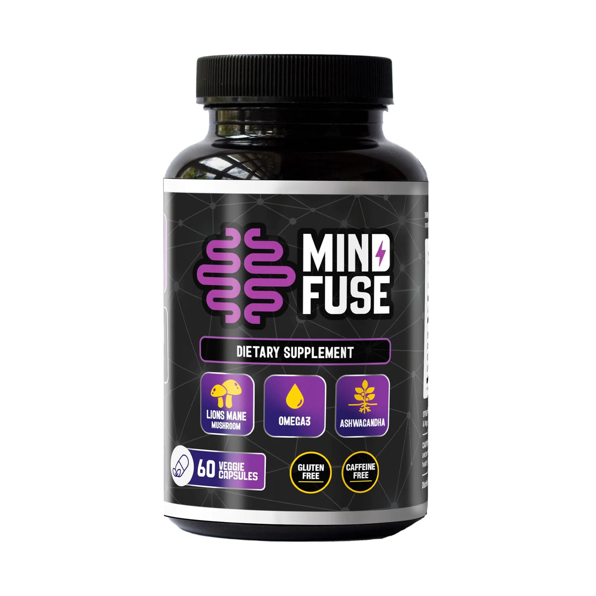 60 Capsules Lions Mane Ashwagandha Omega 3 L-Theanine Nootropics Supplement V732