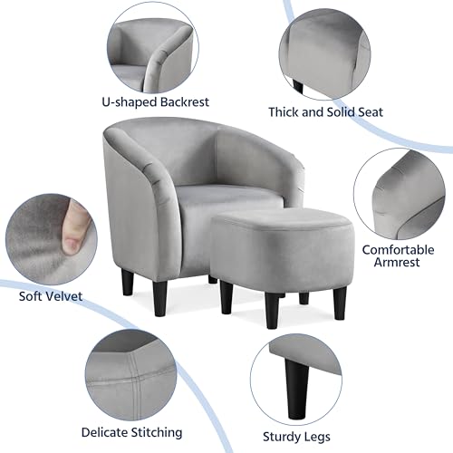 Fabric Accent Armchair with Ottoman U9584