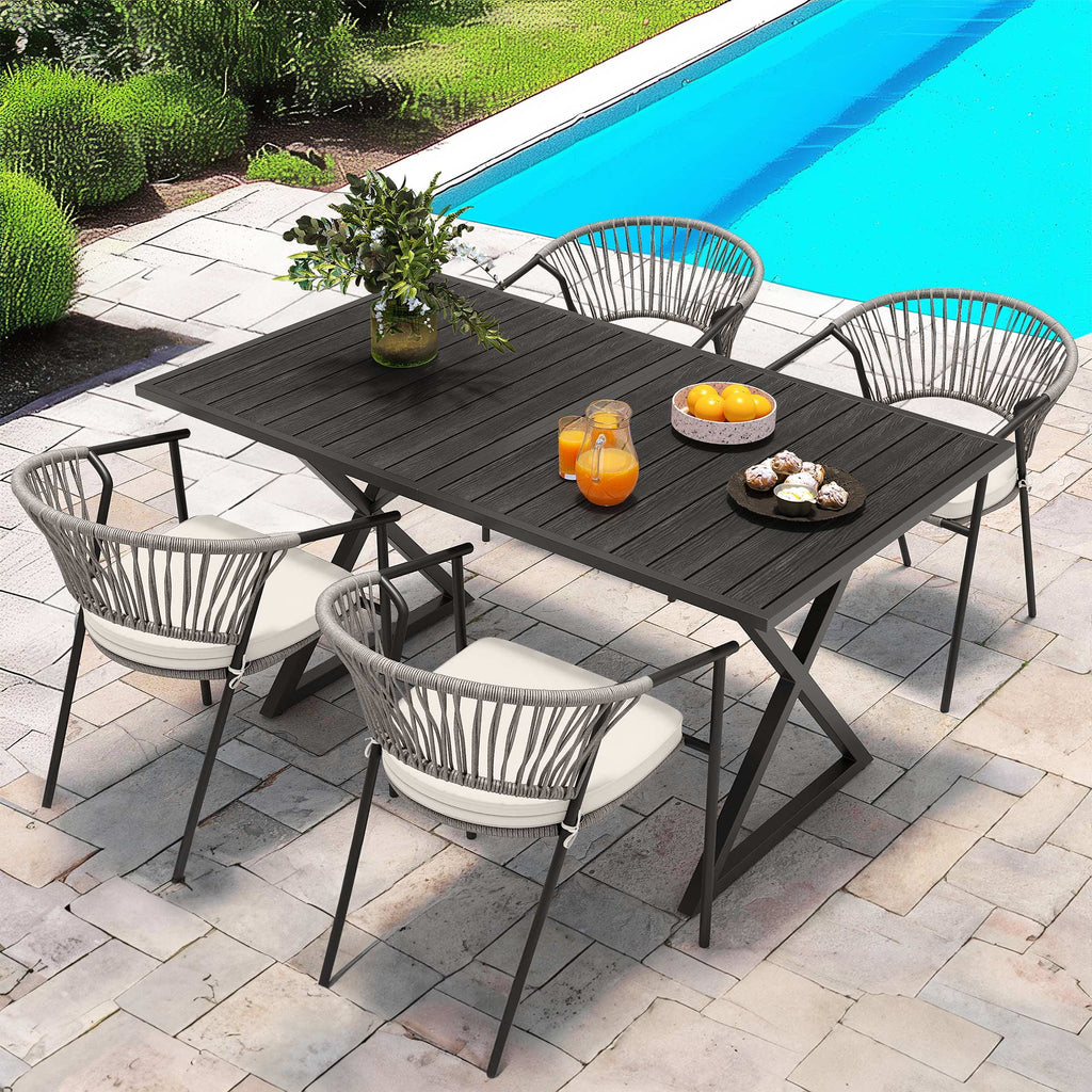 59in Black Metal Outdoor Dining Table K2120