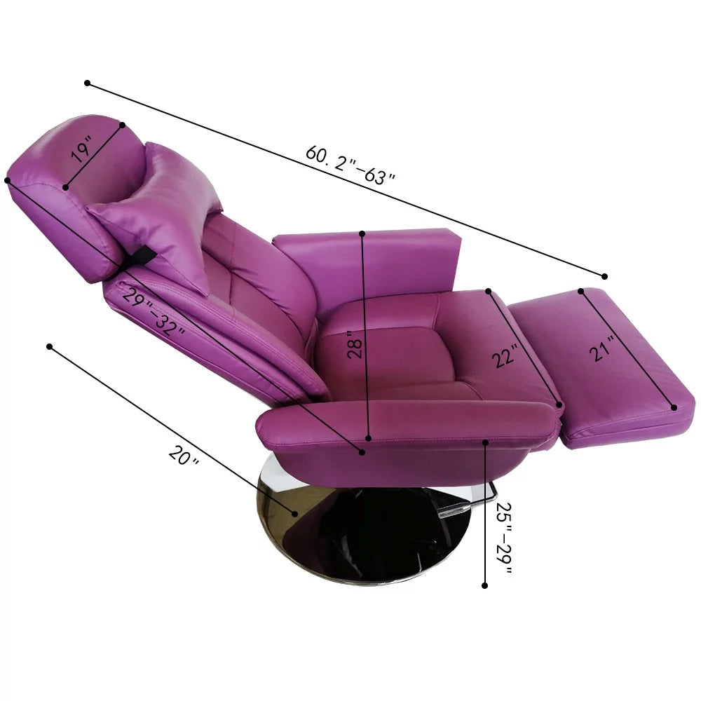 Purple 360 Degree Rotating Facial Bed Recliner Spa Table Salon Chair P6246