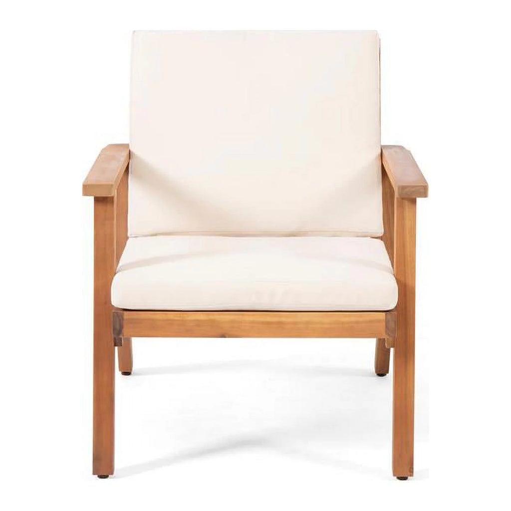 Teak Cream Acacia Wood Club Chair Set of 2 P385023