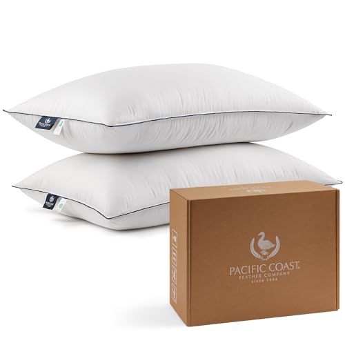 King Size Feather and Down Cotton Bed Pillows 2 Pack N9367