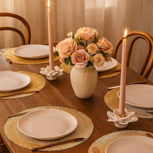 Gold Round Vinyl Placemats Set of 6 I452