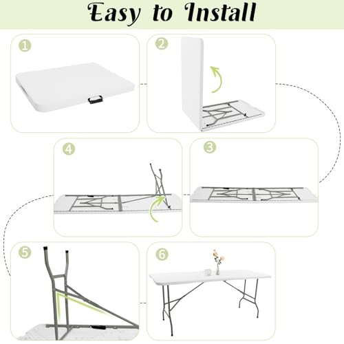 2 Pack 6 FT White Folding Plastic Table with Carrying Handle V46731