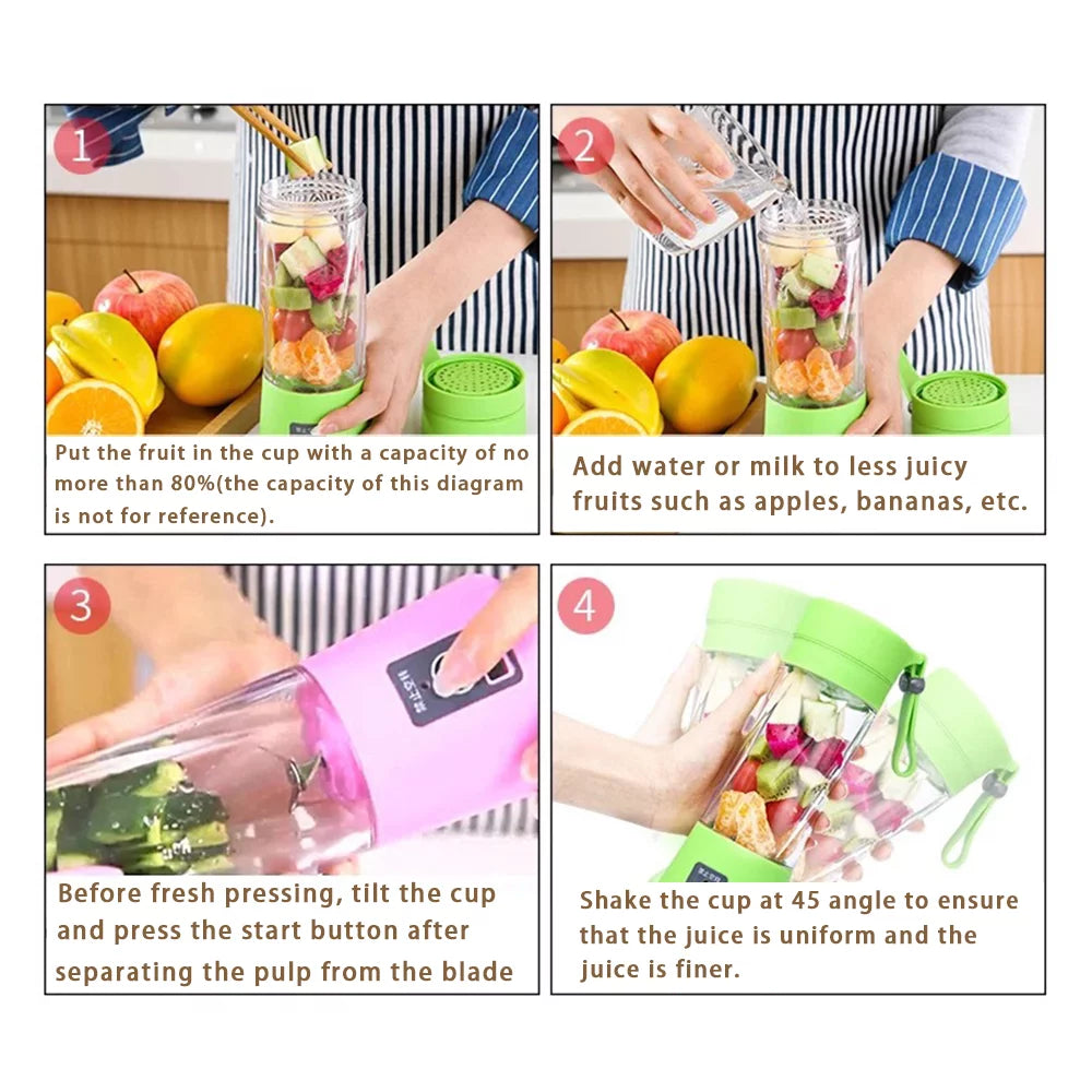 Portable Mini Blender USB Rechargeable Pink U29528