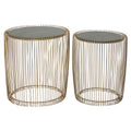 18" x 18" Gold Metal Accent Table with Glass Top, 2-Pieces G694632
