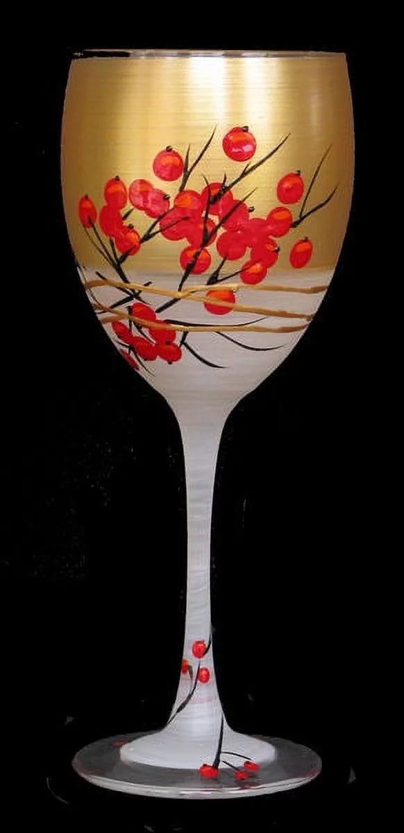 Set of 2 Hand Painted Wine Glasses 10.5 oz C415336