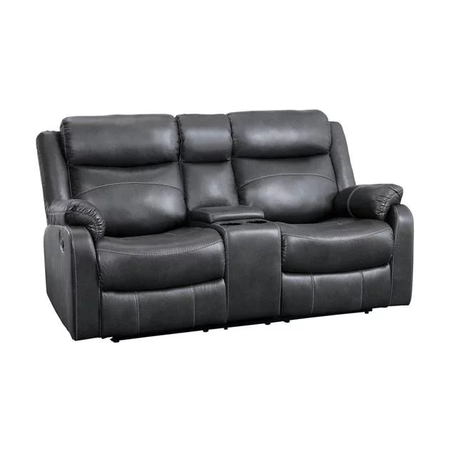 Dark Gray Lay Flat Reclining Love Seat with Center Console C9548