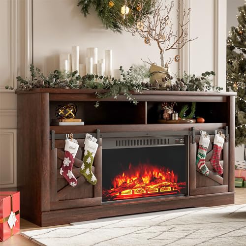 Farmhouse TV Stand for Televisions up to 65 Inches, 58 Inch, Milk White H6015
