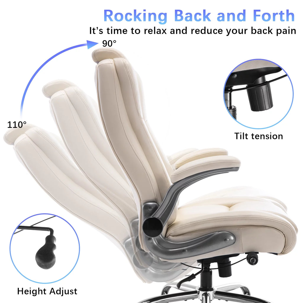 High Back Ergonomic Office Chair with Lumbar Support Flip Arms and Headrest K966