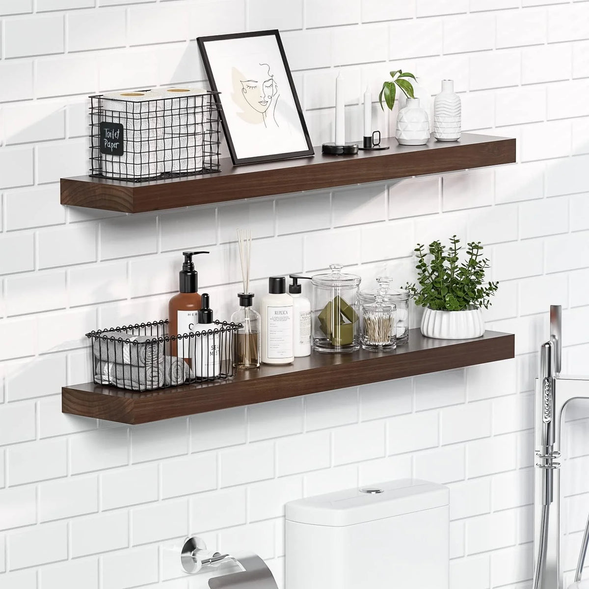 36 Inch Long Wood Floating Shelves Set of 2 I278878