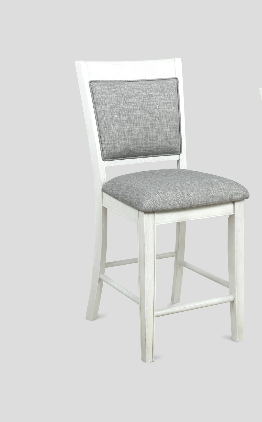 White & Gray Linen Counter Height Bar Stool I757