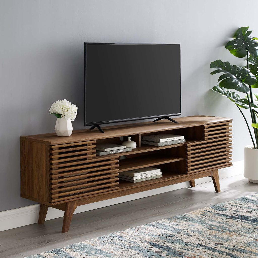 71" Walnut Media Console TV Stand O547733
