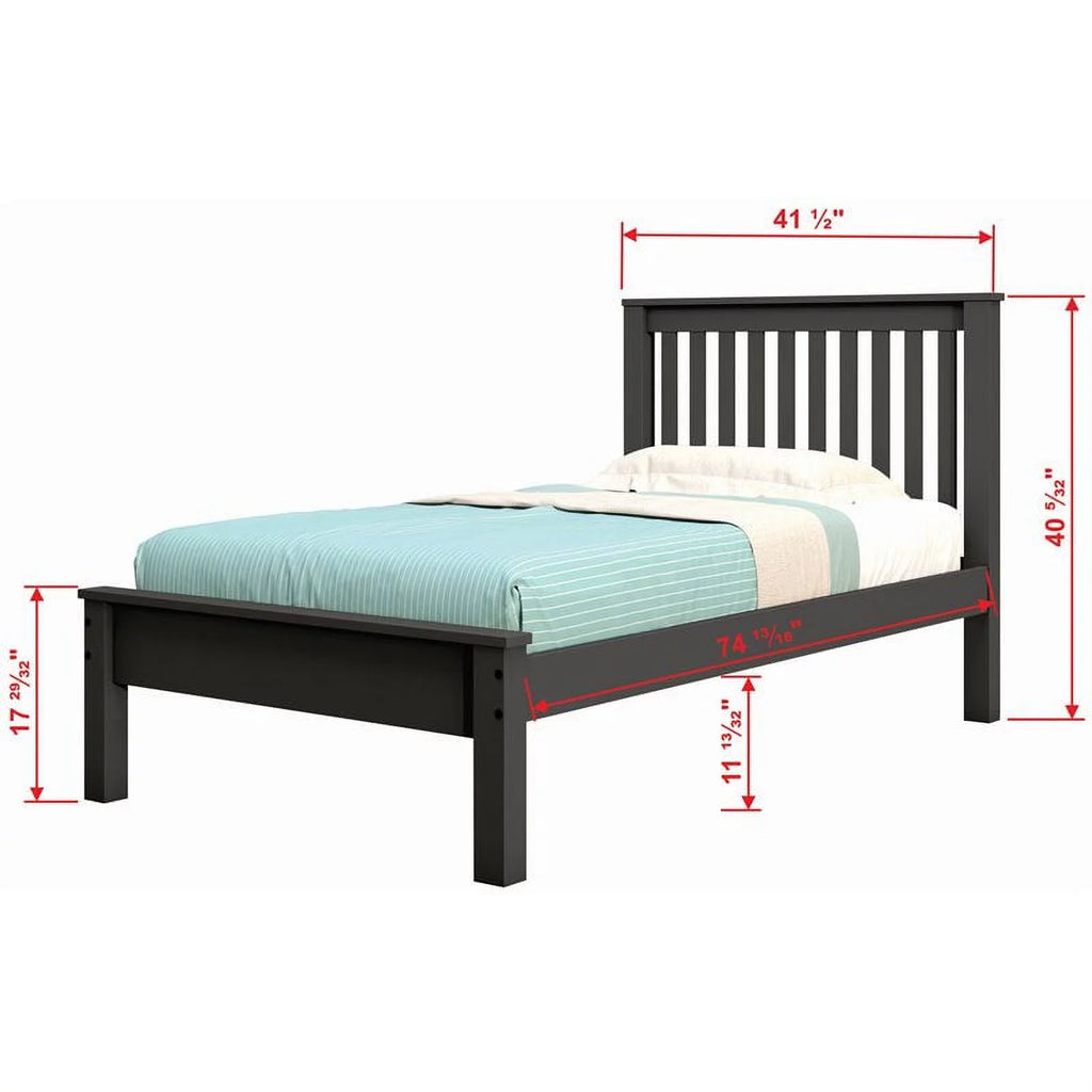 Twin Solid Wood Spindle Bed Dark Gray Z58885