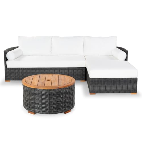 Natural Brown Faux Wicker Storage Coffee Table K623467