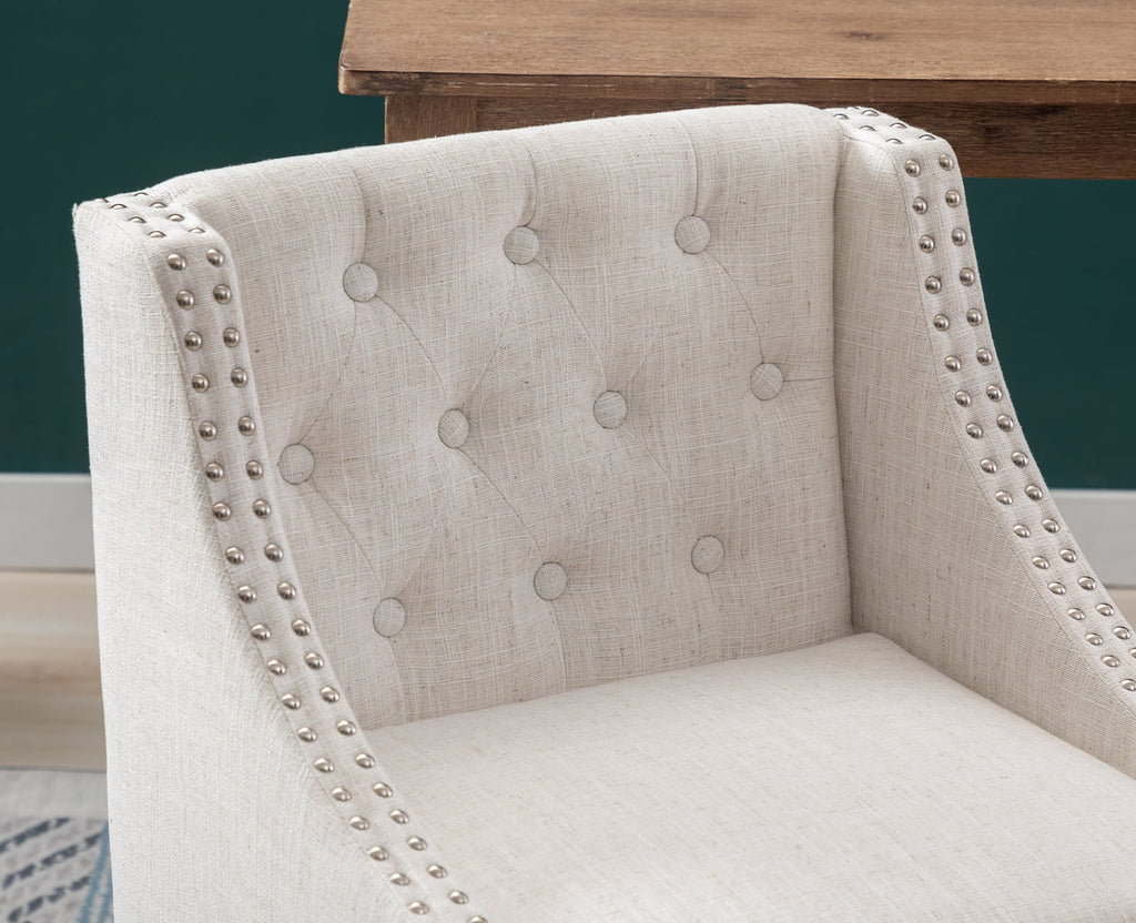 30" Beige Linen Tufted Bar Stools Set of 2 X9118