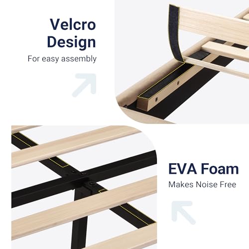 Queen Size Fabric Upholstered Platform Bed Frame with Wooden Slats U173