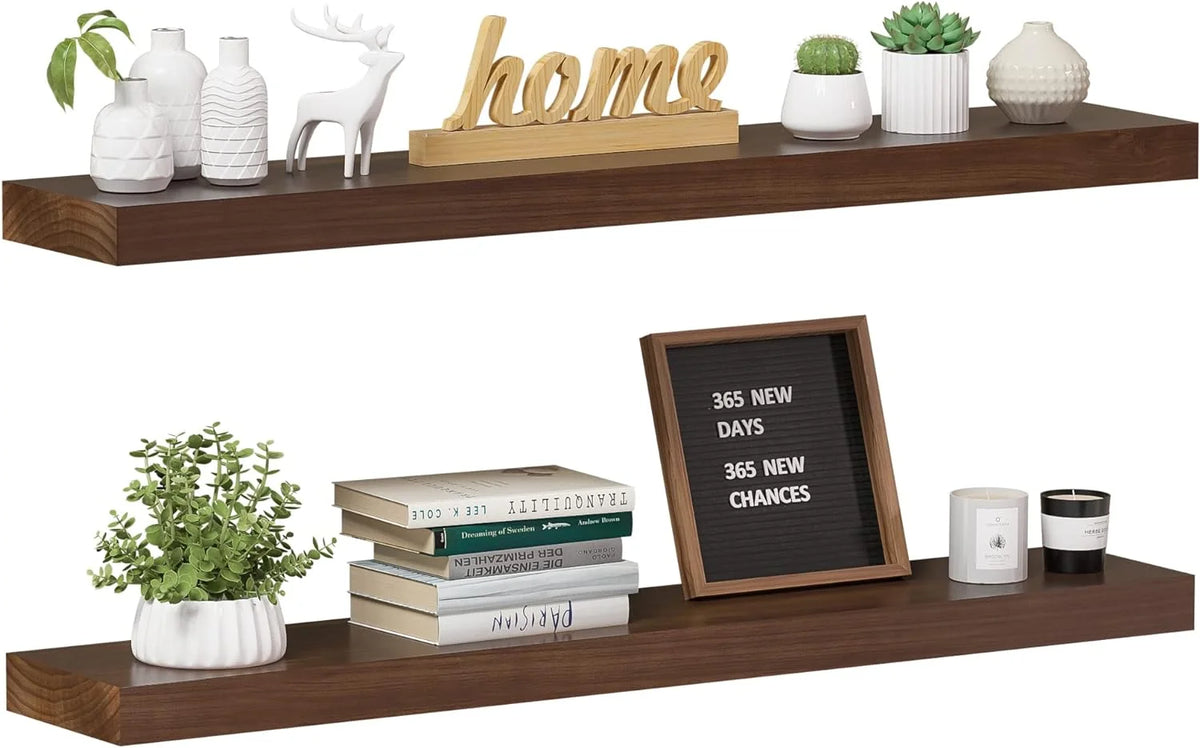 36 Inch Long Wood Floating Shelves Set of 2 I278878
