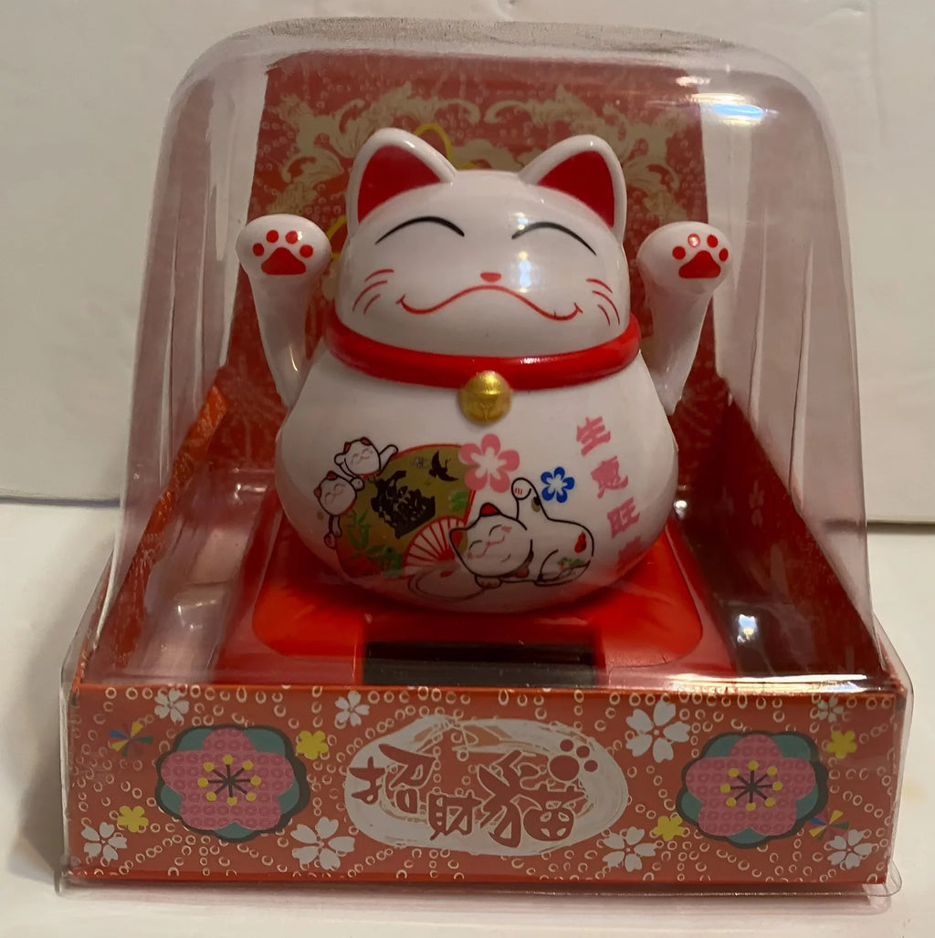 Solar Powered Dancing Toy Lucky Cat Waving Arm Maneki Neko 3 inch Set of 6 T30874