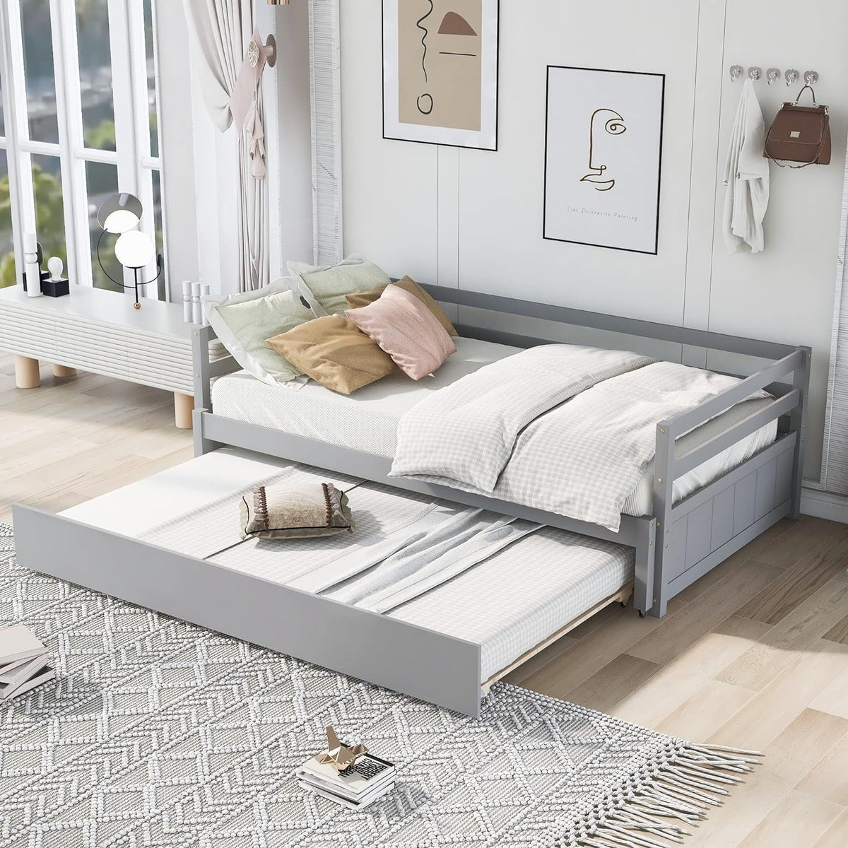Wood Extendable Daybed with Trundle G279098