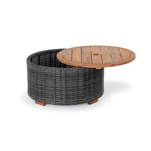 Natural Brown Faux Wicker Storage Coffee Table K623467