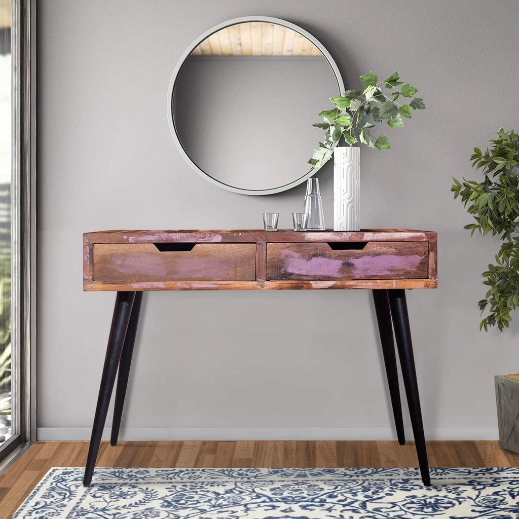 43 Inch 2 Drawer Wooden Console Table L555