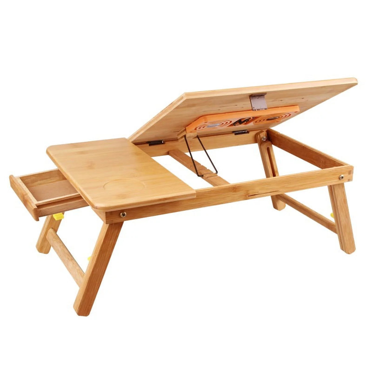 Bamboo Laptop Desk Table with Cooling Fan and Drawer M752