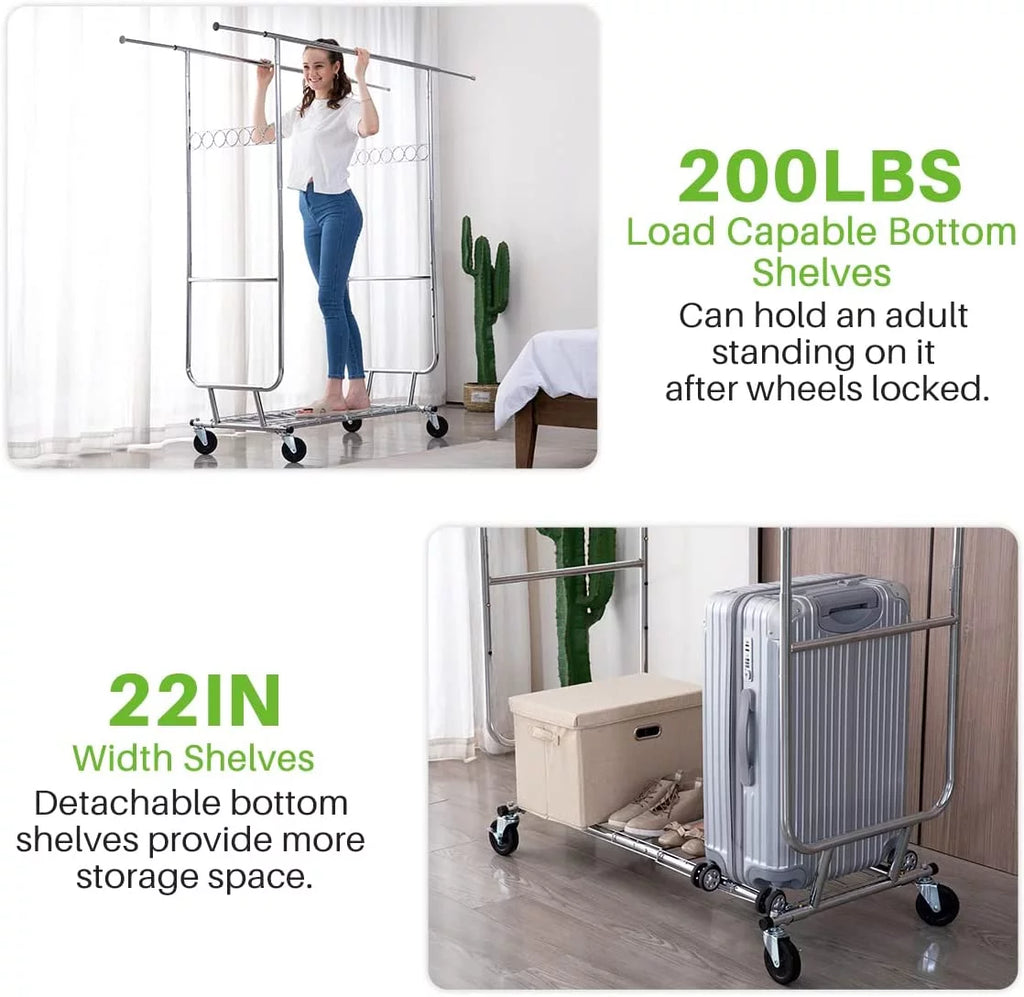 600 lbs Heavy Duty Garment Rack with Shelves P303