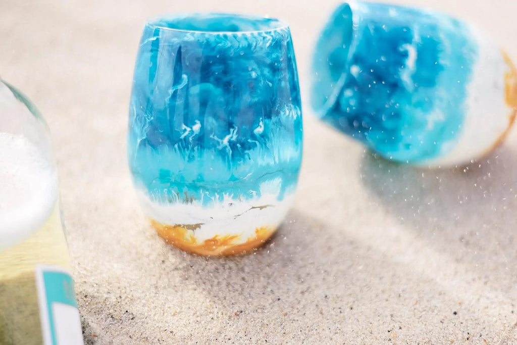 Beach Themed Stemless Wine Glass I242