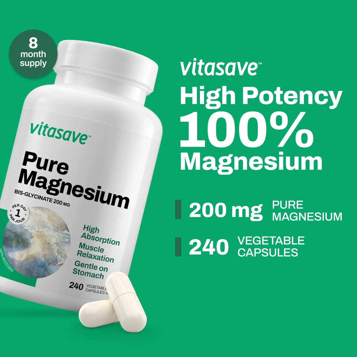 Magnesium Bisglycinate Capsules 240 Counts J3004