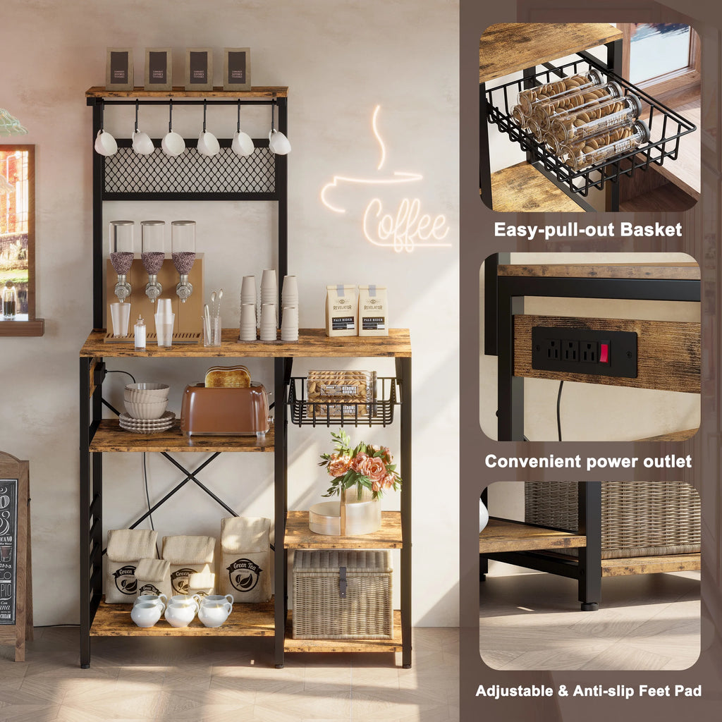Kitchen Bakers Rack with Power Outlet F5096