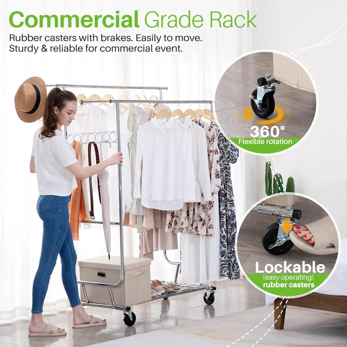 600 lbs Heavy Duty Garment Rack with Shelves P303