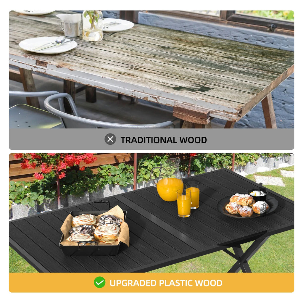 59in Black Metal Outdoor Dining Table K2120