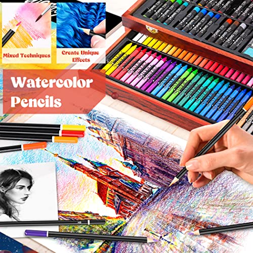 153-Pack Art Set in Wooden Case with 2 A4 Sketch Pads P661