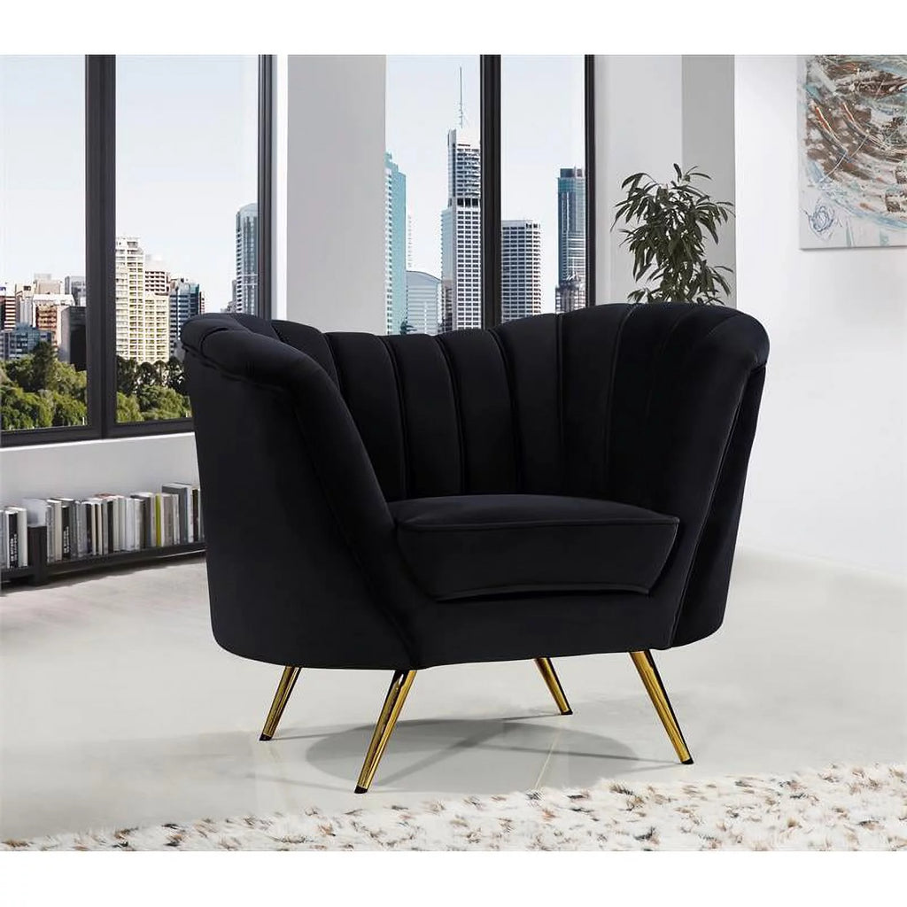 3-Piece Velvet Accent Chair Chaise & Loveseat D344742