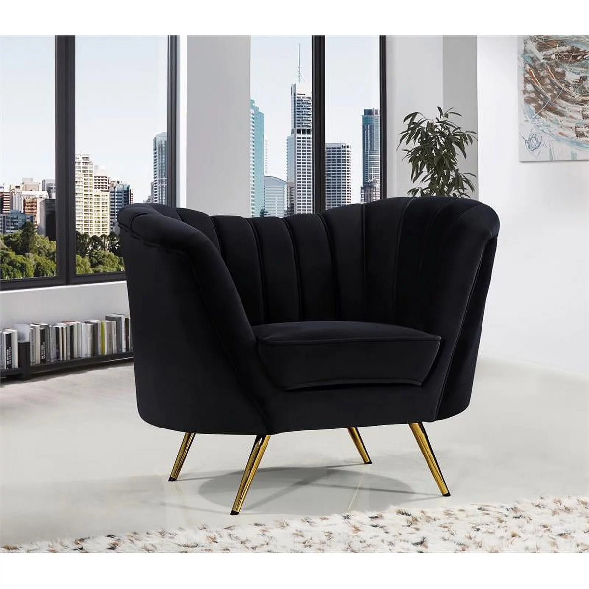 3-Piece Velvet Accent Chair Chaise & Loveseat D344742