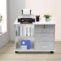 Rolling Printer Stand Mobile File Cabinet with Drawers and Open Storage Shelves B278