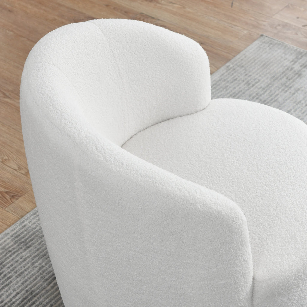 Swivel Barrel Chair with Round Storage Teddy Fabric Upholstery W5146
