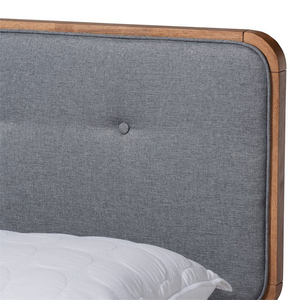 Gray Upholstered Wood King Size Platform Bed N256296