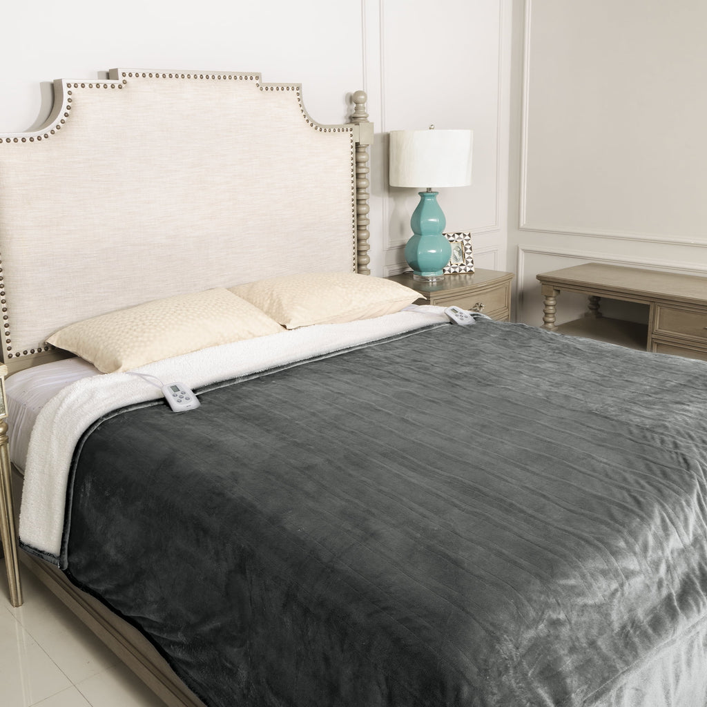 Queen Size Electric Heated Blanket Grey W57083